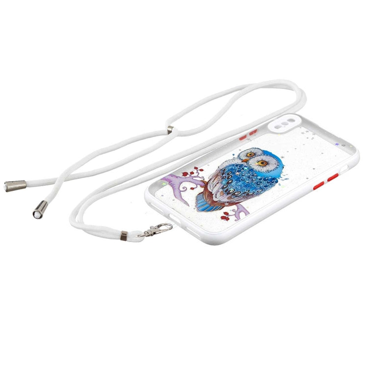 For iPhone X / XS Colored Drawing Starry Sky Epoxy TPU Shockproof Case with Neck Lanyard