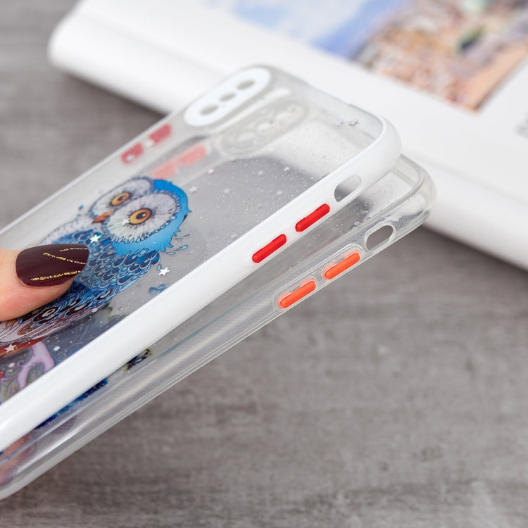 For iPhone XS Max Colored Drawing Starry Sky Epoxy TPU Shockproof Case with Neck Lanyard