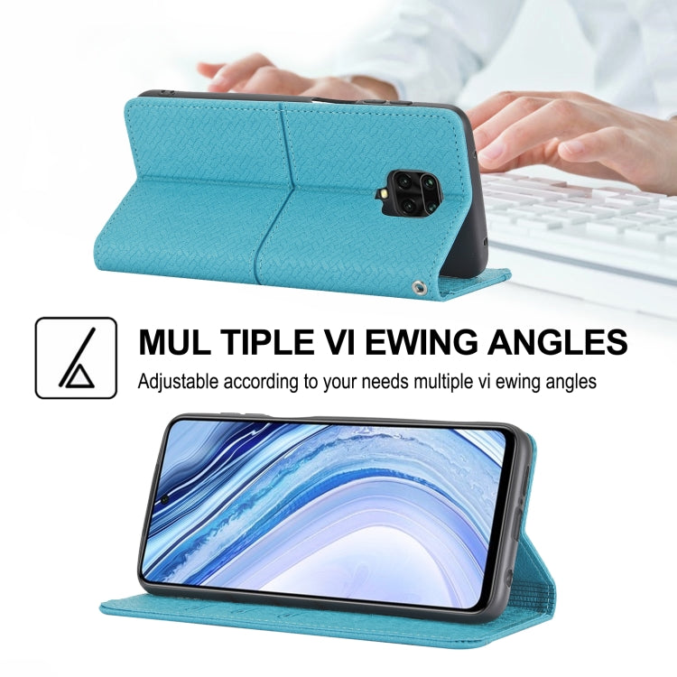 For Xiaomi Redmi Note 9 Pro Max Woven Texture Stitching Magnetic Horizontal Flip PU Leather Case with Holder & Card Slots & Wallet & Lanyard