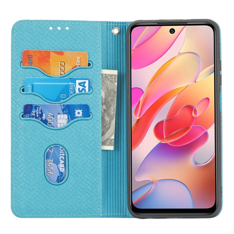For Xiaomi Redmi Note 10 Woven Texture Stitching Magnetic Horizontal Flip PU Leather Case with Holder & Card Slots & Wallet & Lanyard