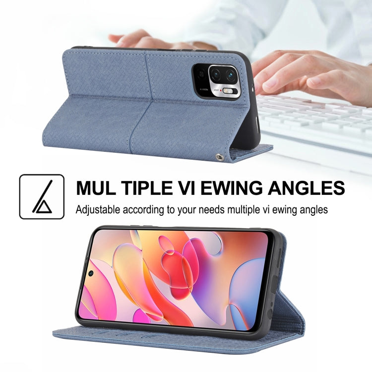 For Xiaomi Redmi Note 10 Woven Texture Stitching Magnetic Horizontal Flip PU Leather Case with Holder & Card Slots & Wallet & Lanyard