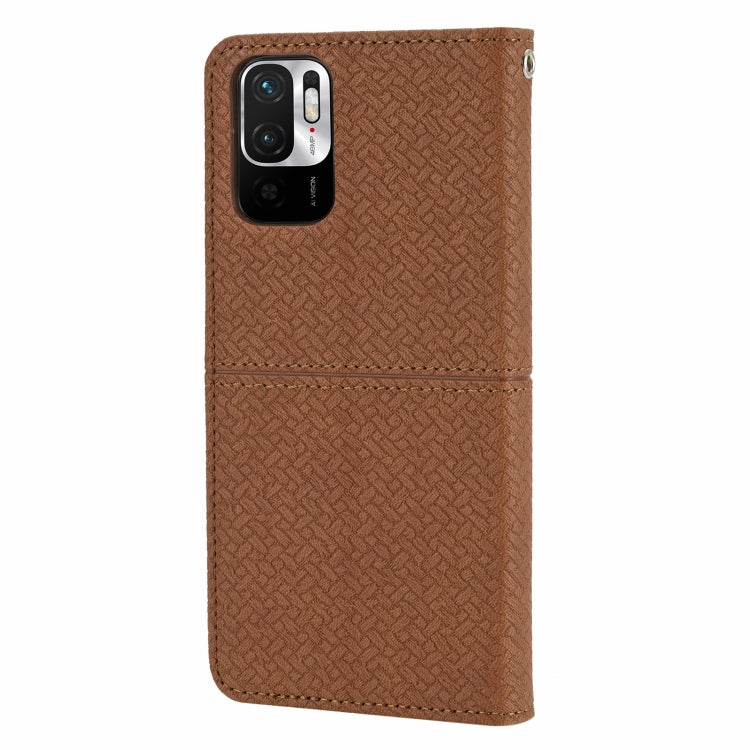 For Xiaomi Redmi Note 10 5G Woven Texture Stitching Magnetic Horizontal Flip PU Leather Case with Holder & Card Slots & Wallet & Lanyard