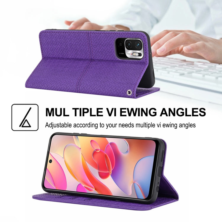 For Xiaomi Redmi Note 10 5G Woven Texture Stitching Magnetic Horizontal Flip PU Leather Case with Holder & Card Slots & Wallet & Lanyard
