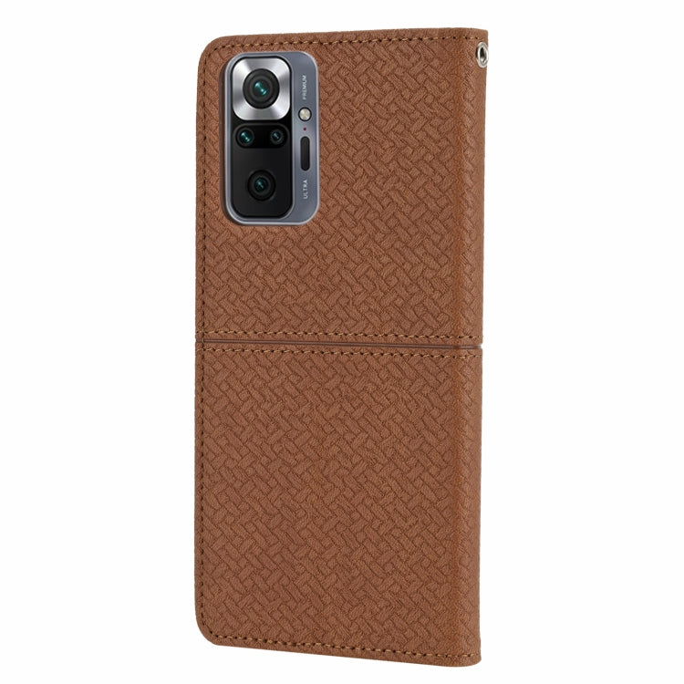 For Xiaomi Redmi Note 10 Pro 5G Woven Texture Stitching Magnetic Horizontal Flip PU Leather Case with Holder & Card Slots & Wallet & Lanyard