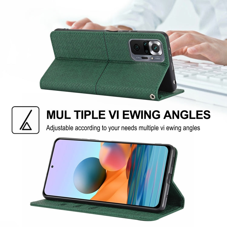 For Xiaomi Redmi Note 10 Pro 5G Woven Texture Stitching Magnetic Horizontal Flip PU Leather Case with Holder & Card Slots & Wallet & Lanyard