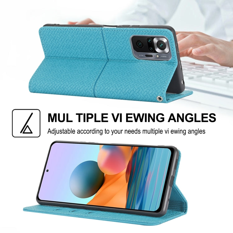 For Xiaomi Redmi Note 10 Pro 5G Woven Texture Stitching Magnetic Horizontal Flip PU Leather Case with Holder & Card Slots & Wallet & Lanyard