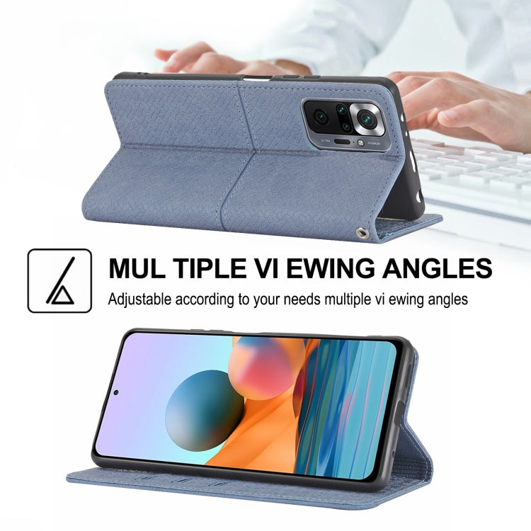 For Xiaomi Redmi Note 10 Pro 5G Woven Texture Stitching Magnetic Horizontal Flip PU Leather Case with Holder & Card Slots & Wallet & Lanyard
