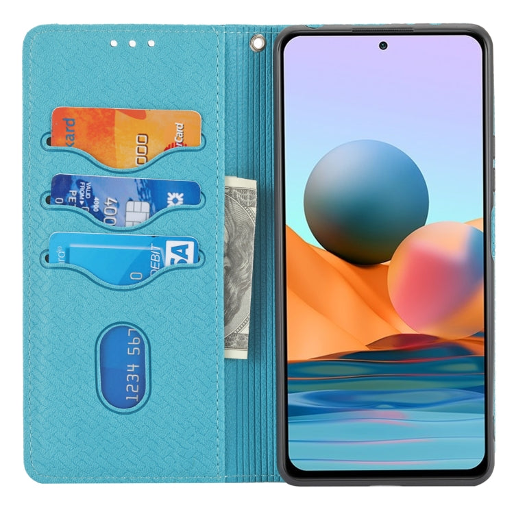 For Xiaomi Redmi Note 10 Pro Max Woven Texture Stitching Magnetic Horizontal Flip PU Leather Case with Holder & Card Slots & Wallet & Lanyard
