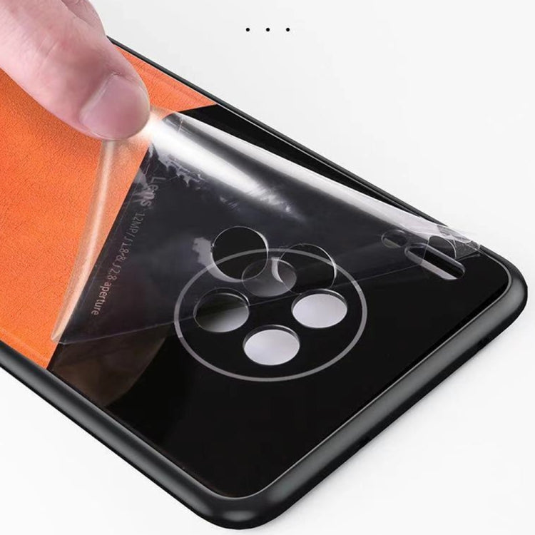 For iPhone 13 mini All-inclusive Leather + Organic Glass Protective Case with Metal Iron Sheet