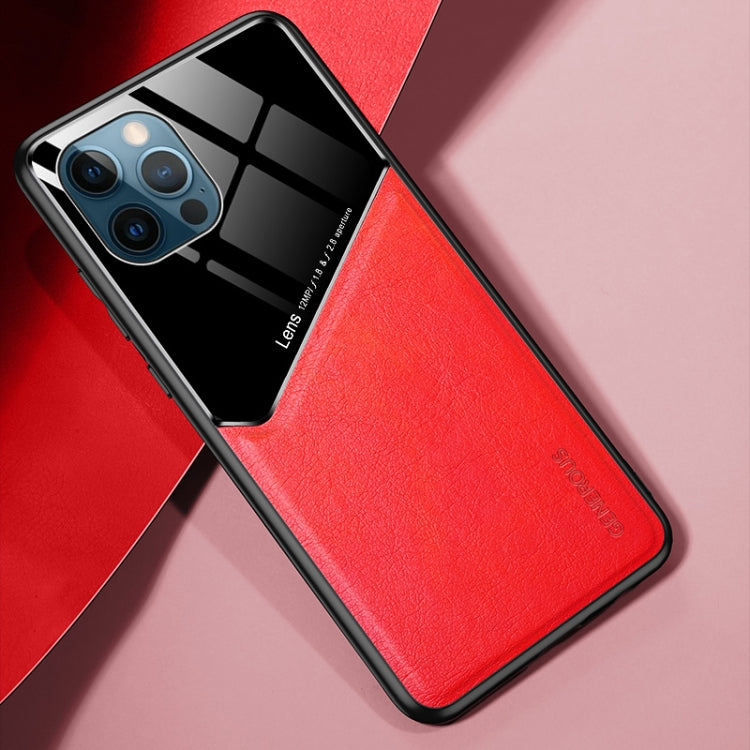 For iPhone 13 Pro All-inclusive Leather + Organic Glass Protective Case with Metal Iron Sheet