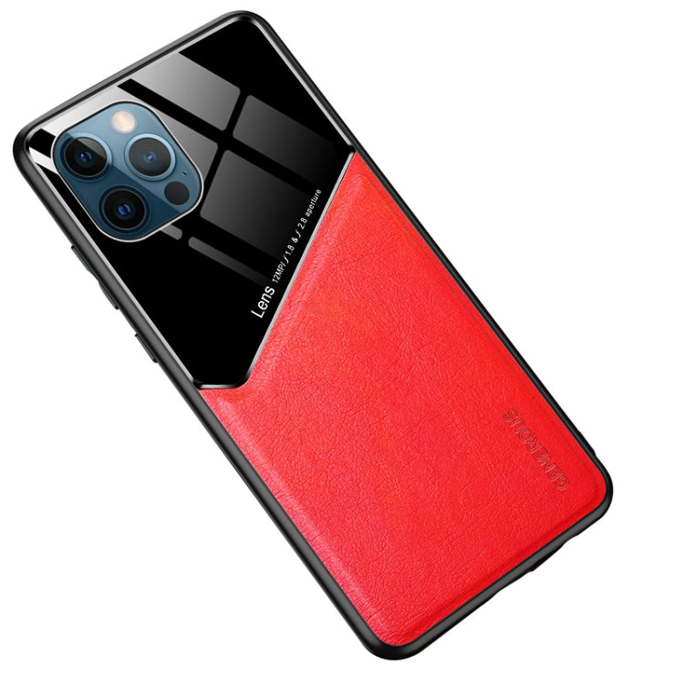 For iPhone 13 Pro All-inclusive Leather + Organic Glass Protective Case with Metal Iron Sheet