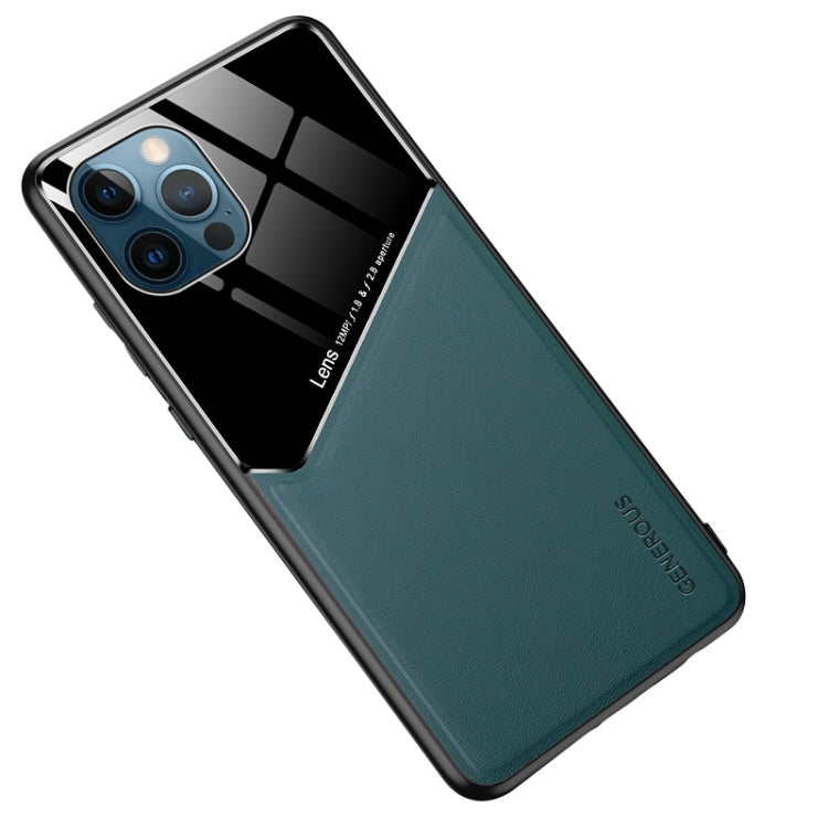 For iPhone 13 Pro Max All-inclusive Leather + Organic Glass Protective Case with Metal Iron Sheet