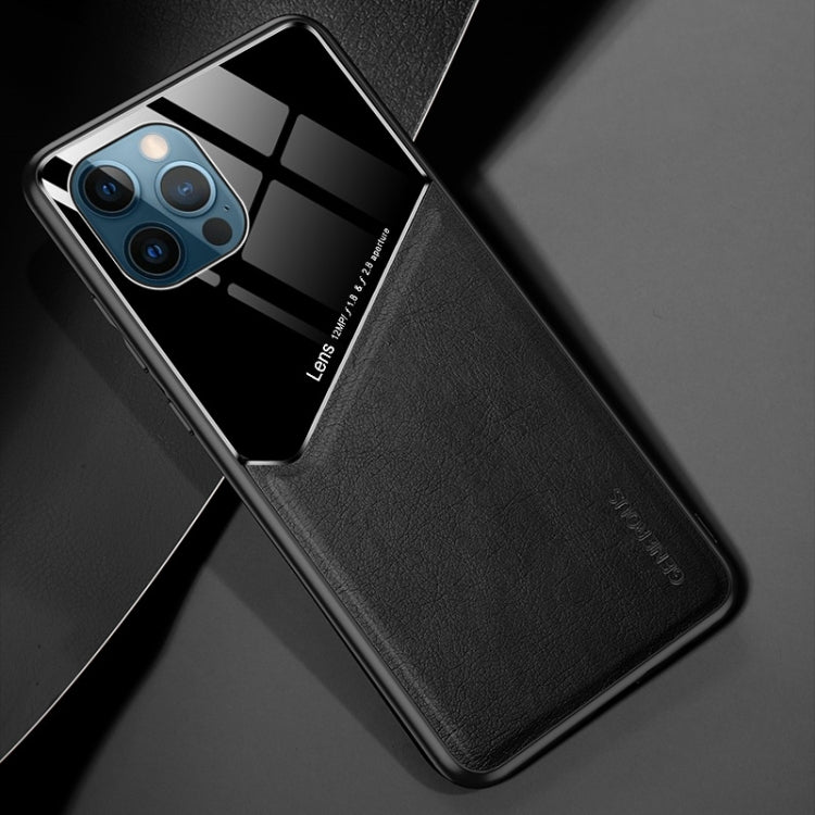 For iPhone 13 Pro Max All-inclusive Leather + Organic Glass Protective Case with Metal Iron Sheet