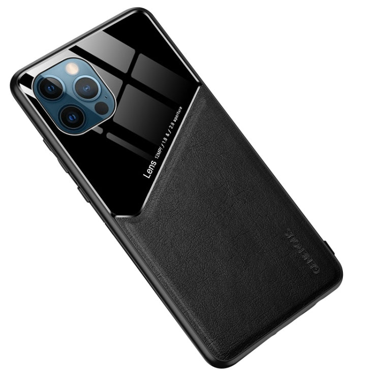 For iPhone 13 Pro Max All-inclusive Leather + Organic Glass Protective Case with Metal Iron Sheet