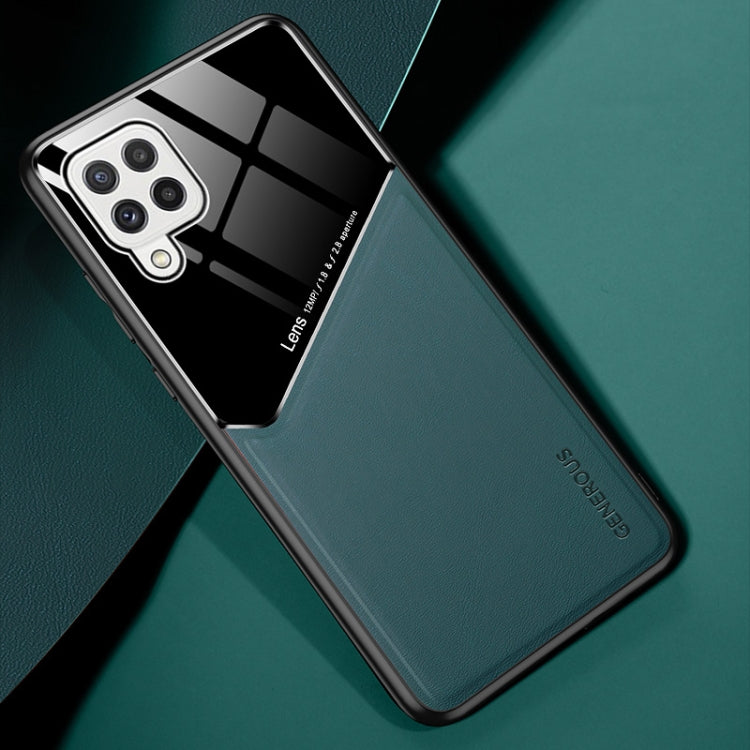 All-inclusive Leather + Organic Glass Protective Case with Metal Iron Sheet For Samsung Galaxy A22 4G