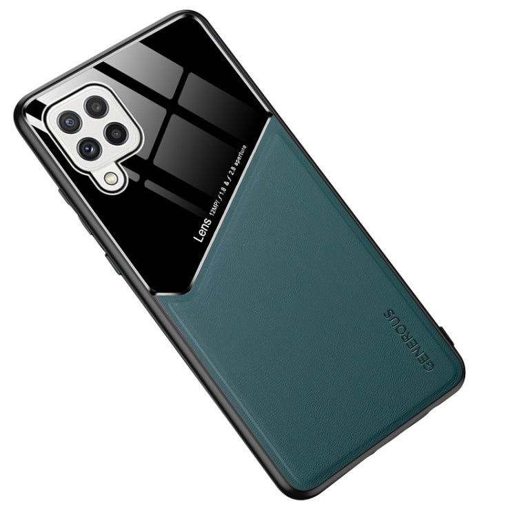 All-inclusive Leather + Organic Glass Protective Case with Metal Iron Sheet For Samsung Galaxy A22 4G