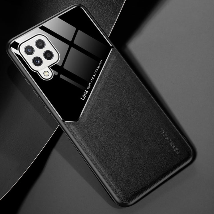 All-inclusive Leather + Organic Glass Protective Case with Metal Iron Sheet For Samsung Galaxy A22 4G