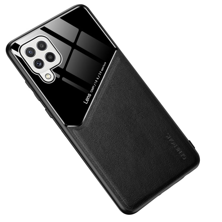 All-inclusive Leather + Organic Glass Protective Case with Metal Iron Sheet For Samsung Galaxy A22 4G