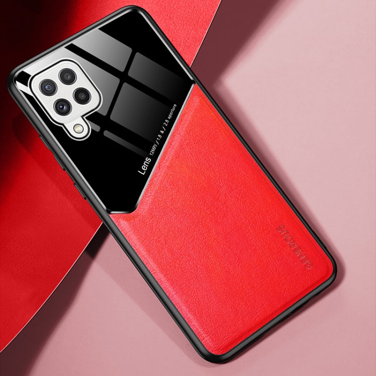 All-inclusive Leather + Organic Glass Protective Case with Metal Iron Sheet For Samsung Galaxy A22 4G