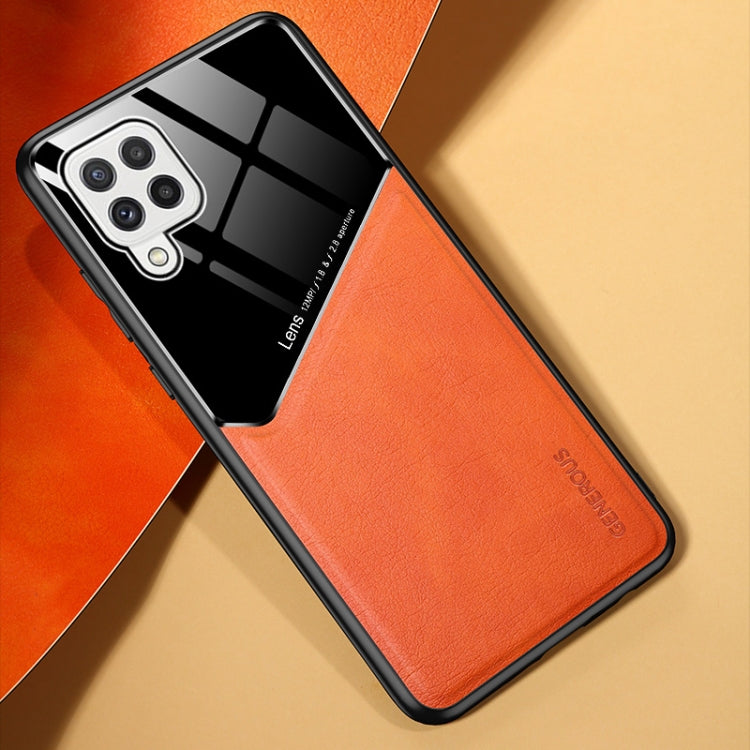 All-inclusive Leather + Organic Glass Protective Case with Metal Iron Sheet For Samsung Galaxy A22 4G