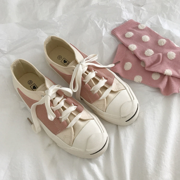 Classic Patchwork Low-top Canvas Shoes Students Open Laughed Board Shoes, Size:36(Pink)