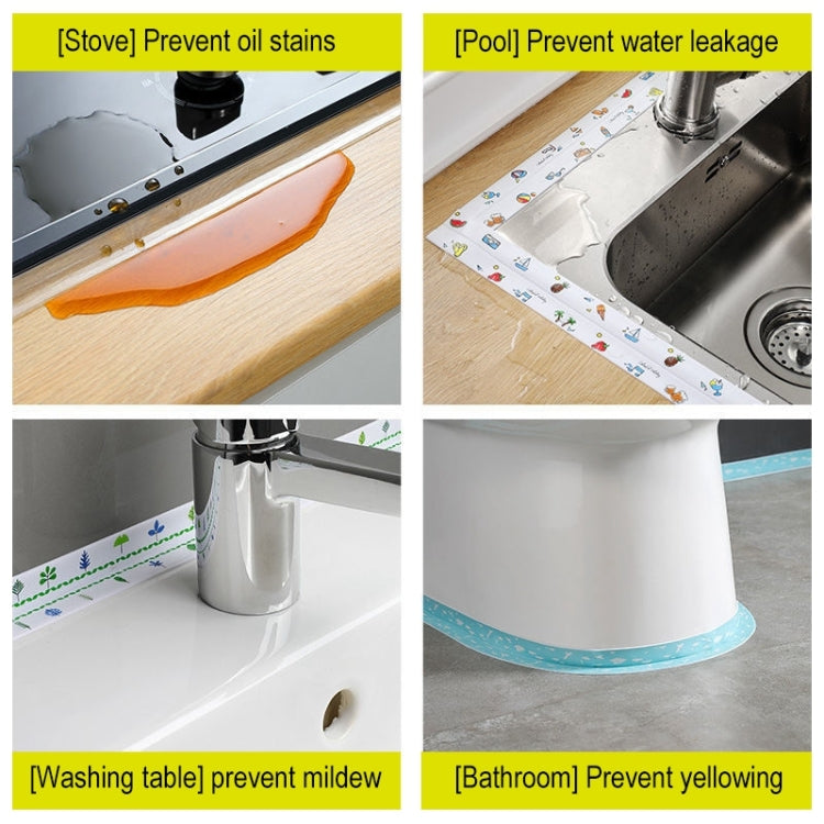 2 PCS Kitchen Mildewproof Waterproof Moisture-proof Tape Corner Line Sticker Seal, Style:White Single Fold