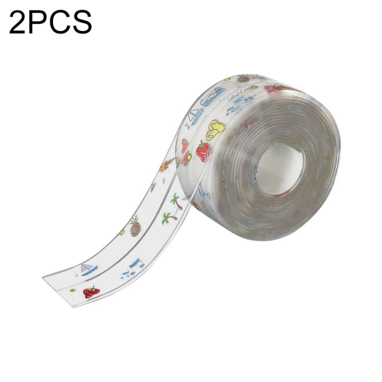 2 PCS Kitchen Mildewproof Waterproof Moisture-proof Tape Corner Line Sticker Seal, Style:Transparent Single Fold
