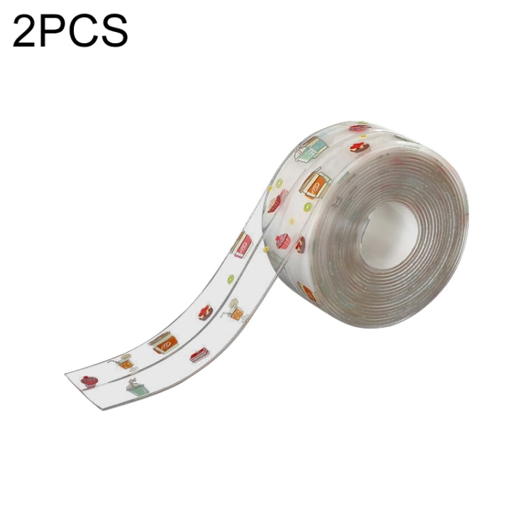 2 PCS Kitchen Mildewproof Waterproof Moisture-proof Tape Corner Line Sticker Seal, Style:Transparent Single Fold