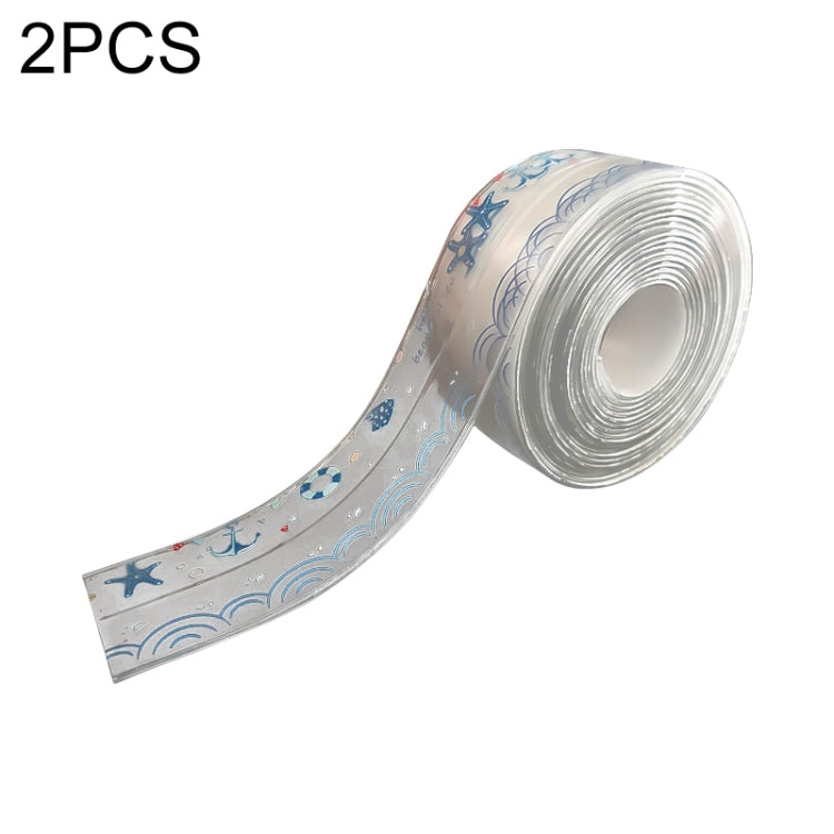 2 PCS Kitchen Mildewproof Waterproof Moisture-proof Tape Corner Line Sticker Seal, Style:Transparent Single Fold