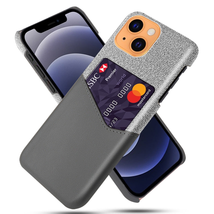 For iPhone 13 mini Cloth Texture PC + PU Leather Back Cover Shockproof Case with Card Slot