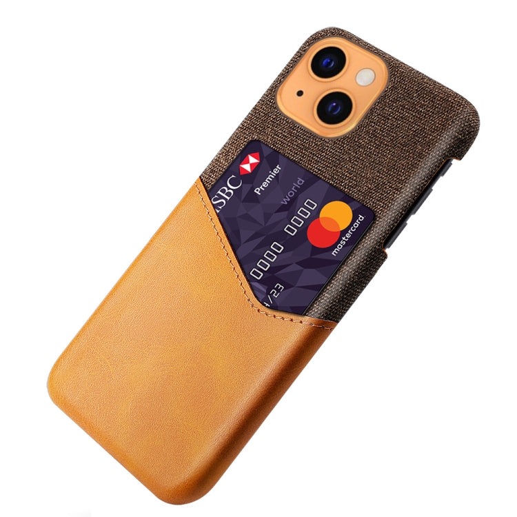 For iPhone 13 Cloth Texture PC + PU Leather Back Cover Shockproof Case with Card Slot
