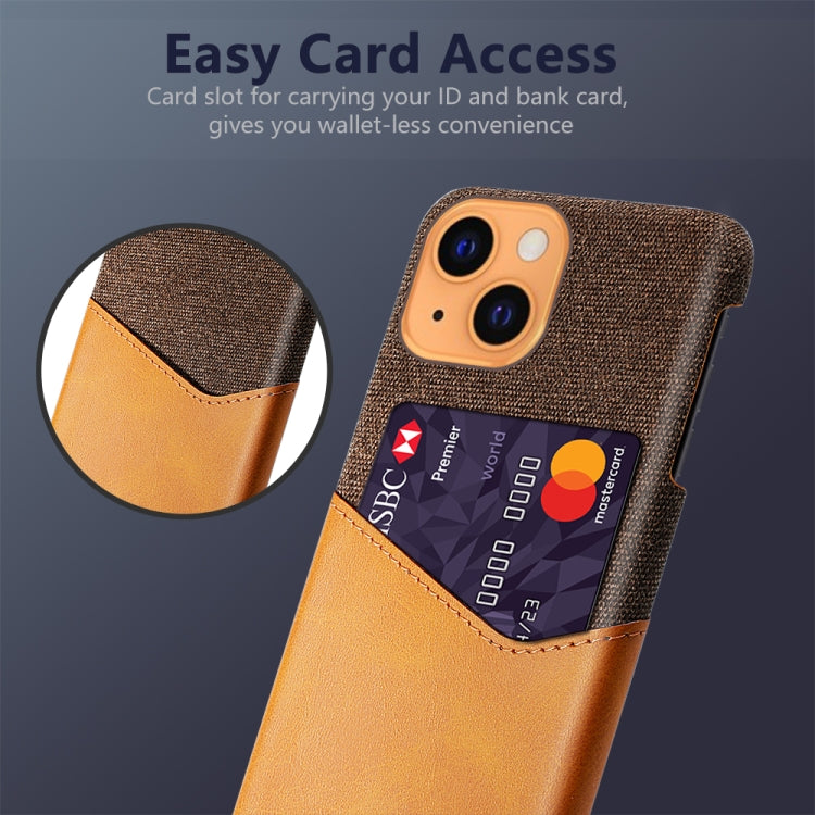For iPhone 13 Cloth Texture PC + PU Leather Back Cover Shockproof Case with Card Slot