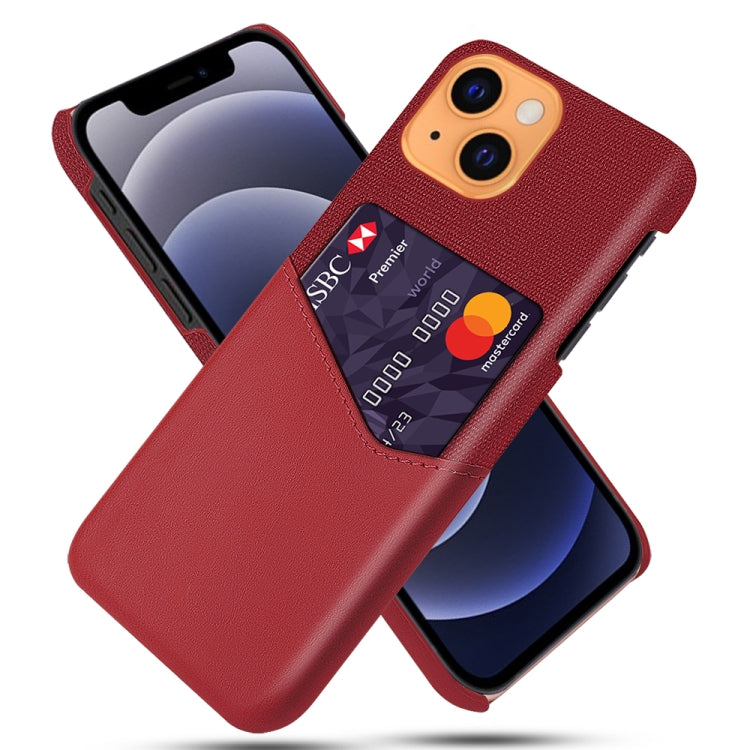 For iPhone 13 Cloth Texture PC + PU Leather Back Cover Shockproof Case with Card Slot