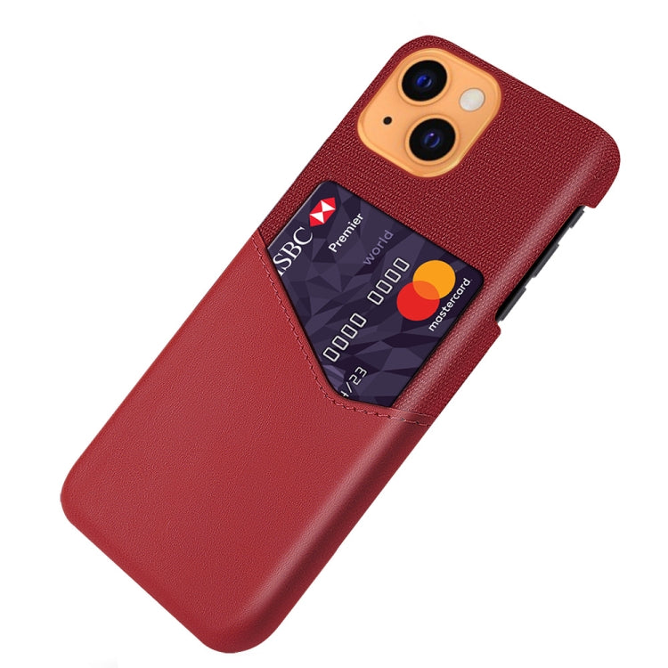For iPhone 13 Cloth Texture PC + PU Leather Back Cover Shockproof Case with Card Slot