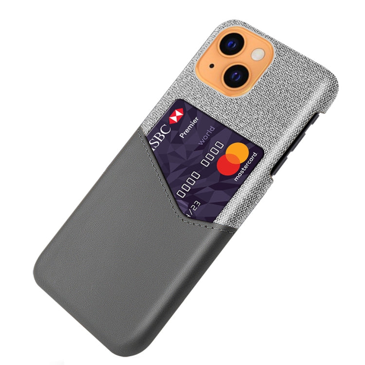 For iPhone 13 Cloth Texture PC + PU Leather Back Cover Shockproof Case with Card Slot