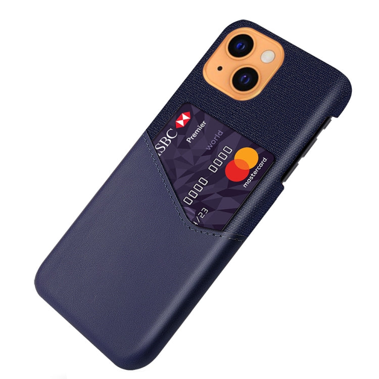 For iPhone 13 Cloth Texture PC + PU Leather Back Cover Shockproof Case with Card Slot