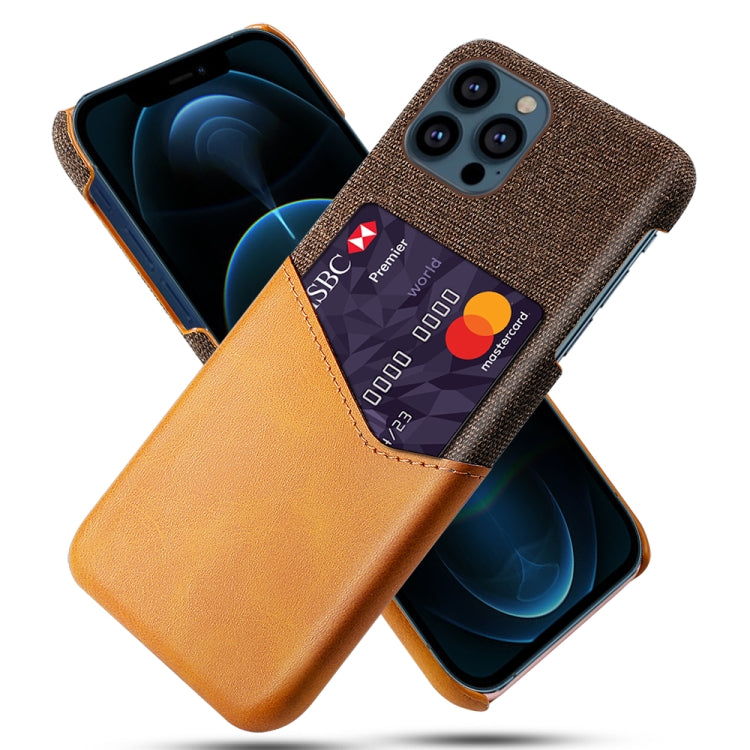 For iPhone 13 Pro Cloth Texture PC + PU Leather Back Cover Shockproof Case with Card Slot