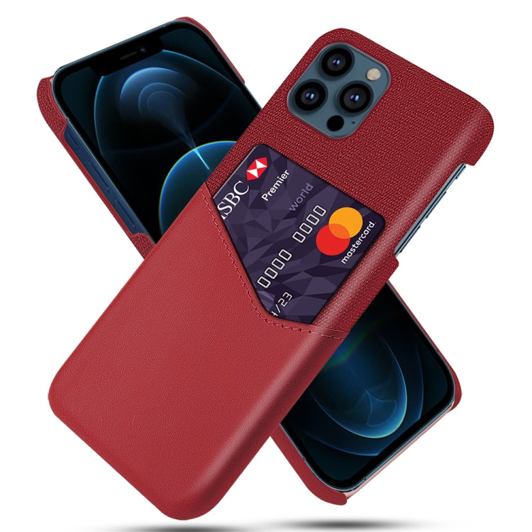 For iPhone 13 Pro Cloth Texture PC + PU Leather Back Cover Shockproof Case with Card Slot