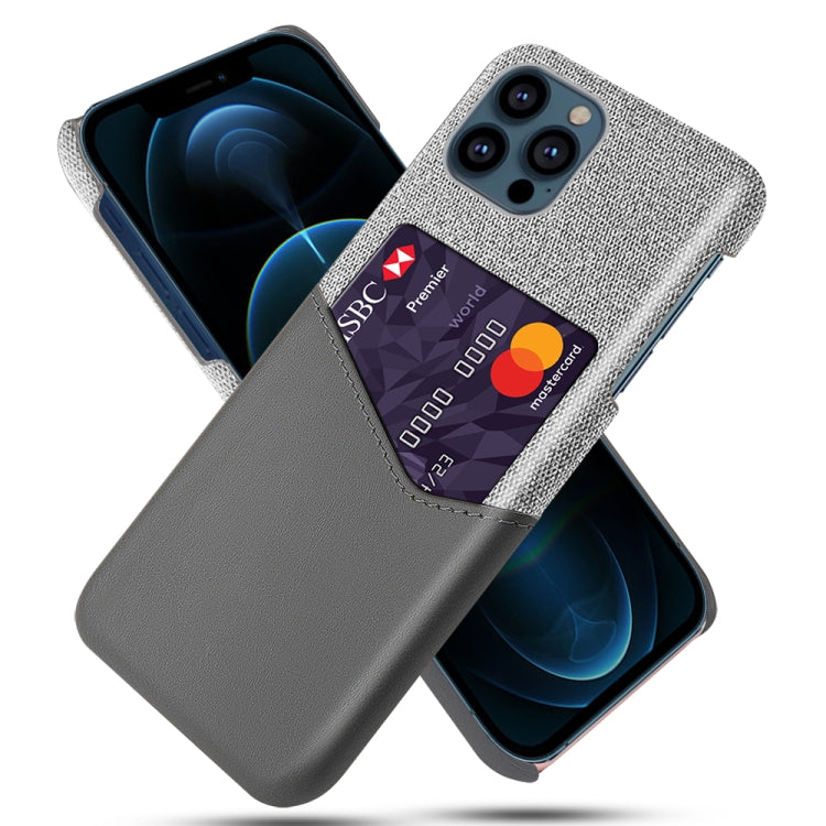 For iPhone 13 Pro Cloth Texture PC + PU Leather Back Cover Shockproof Case with Card Slot