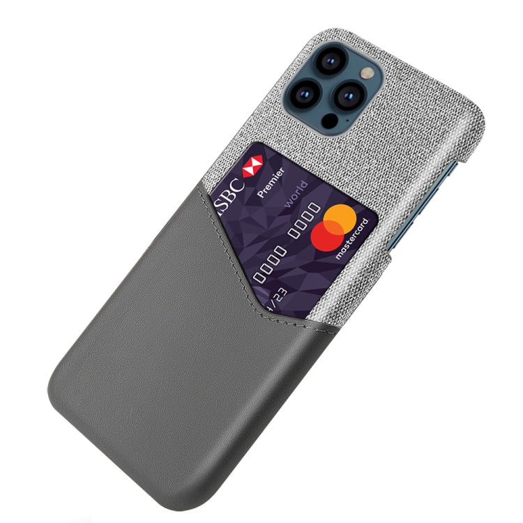 For iPhone 13 Pro Cloth Texture PC + PU Leather Back Cover Shockproof Case with Card Slot