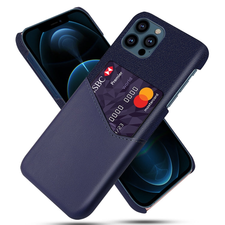 For iPhone 13 Pro Cloth Texture PC + PU Leather Back Cover Shockproof Case with Card Slot