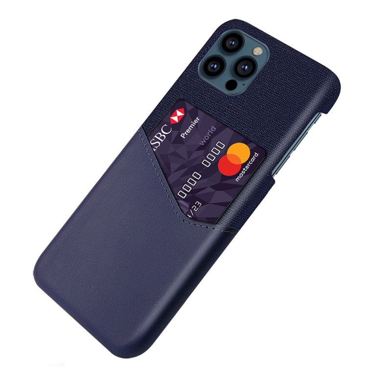 For iPhone 13 Pro Cloth Texture PC + PU Leather Back Cover Shockproof Case with Card Slot