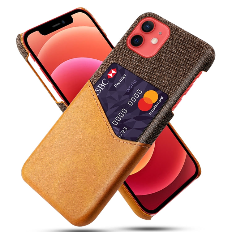 For iPhone 12 mini Cloth Texture PC + PU Leather Back Cover Shockproof Case with Card Slot