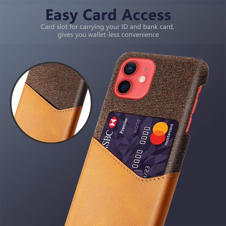 For iPhone 12 mini Cloth Texture PC + PU Leather Back Cover Shockproof Case with Card Slot