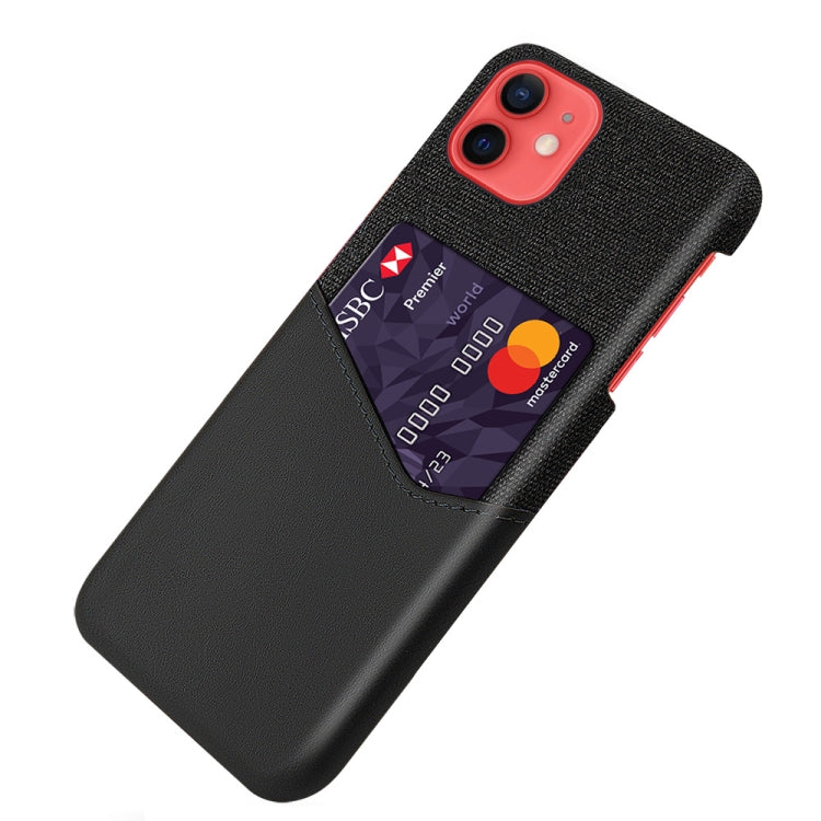 For iPhone 12 mini Cloth Texture PC + PU Leather Back Cover Shockproof Case with Card Slot