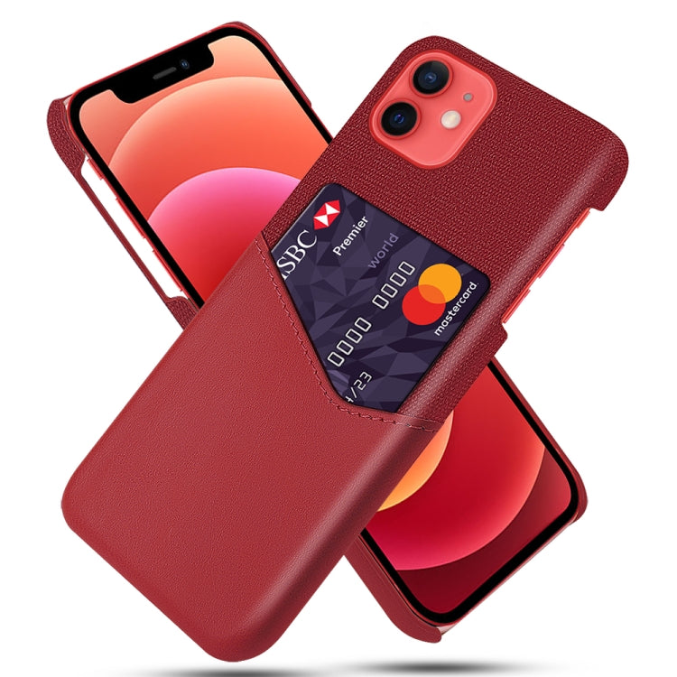 For iPhone 12 mini Cloth Texture PC + PU Leather Back Cover Shockproof Case with Card Slot