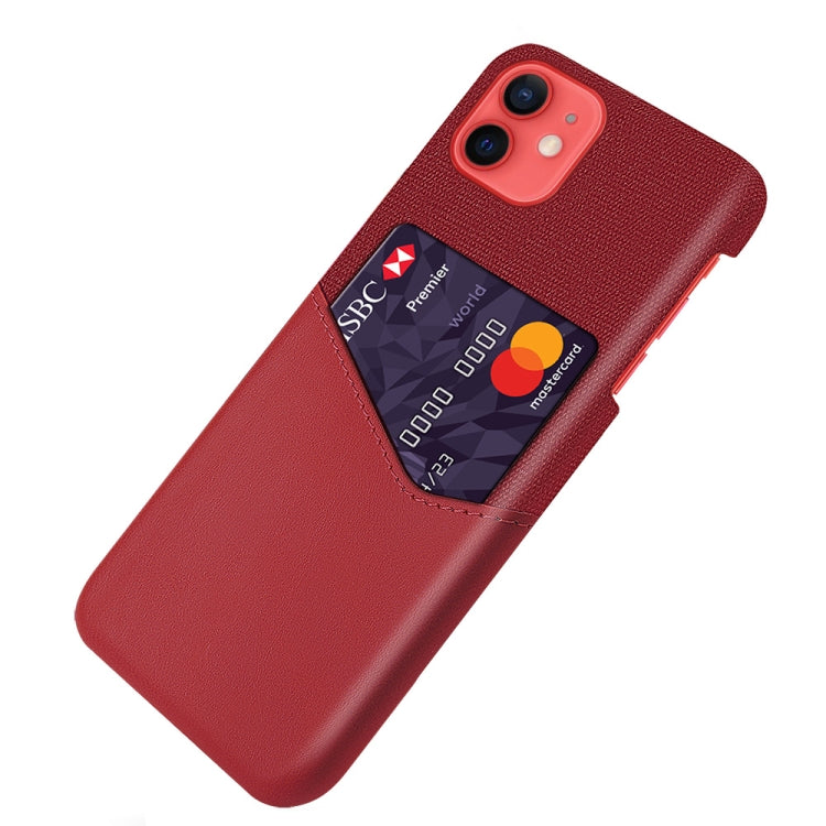 For iPhone 12 mini Cloth Texture PC + PU Leather Back Cover Shockproof Case with Card Slot