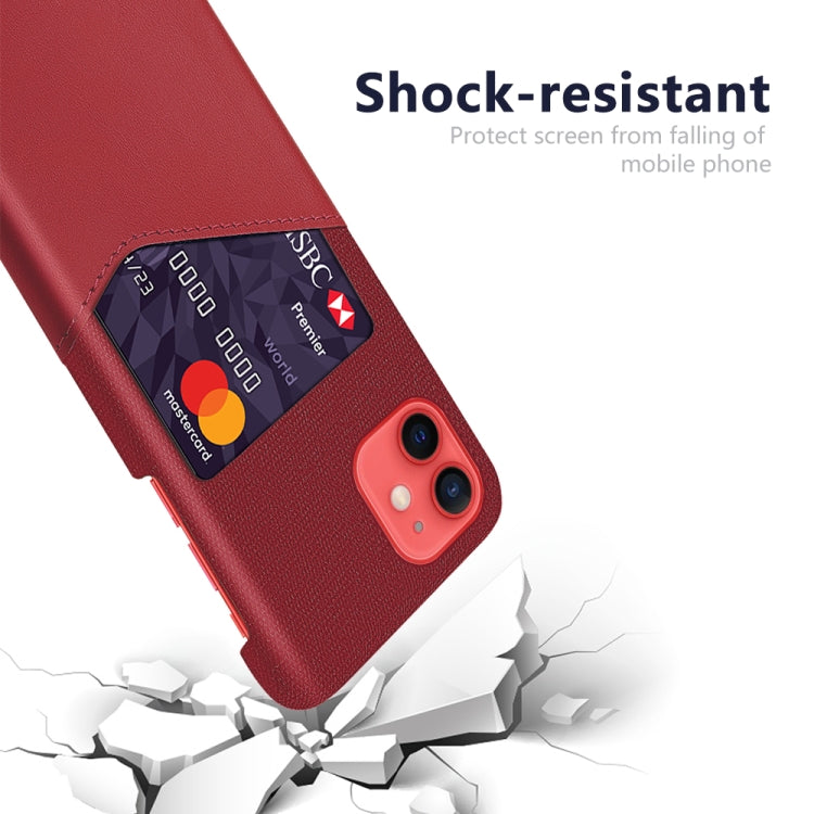 For iPhone 12 mini Cloth Texture PC + PU Leather Back Cover Shockproof Case with Card Slot