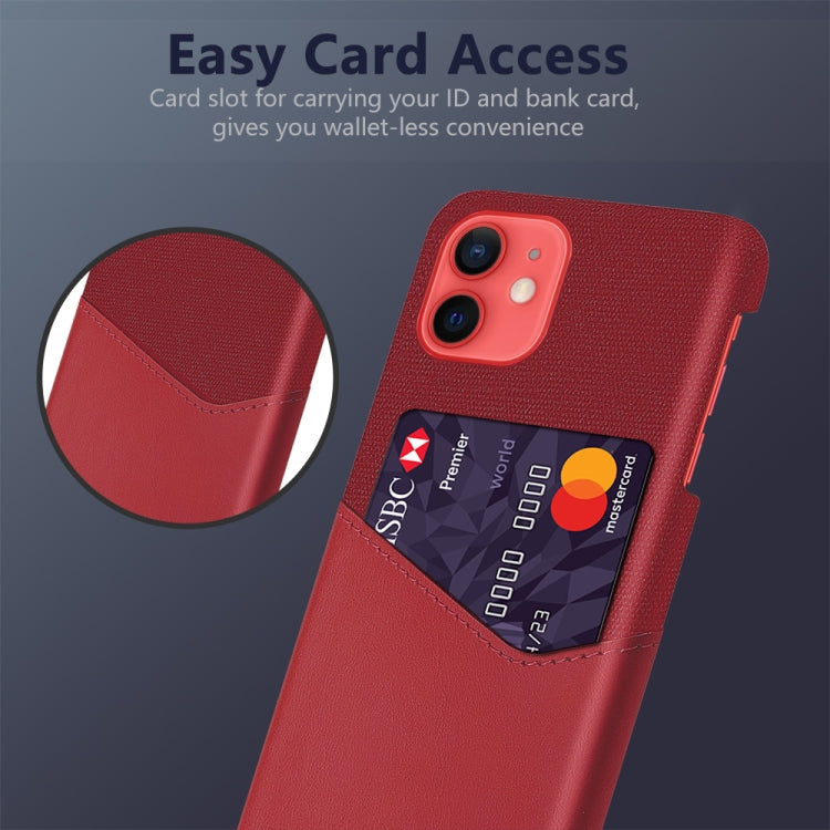 For iPhone 12 mini Cloth Texture PC + PU Leather Back Cover Shockproof Case with Card Slot