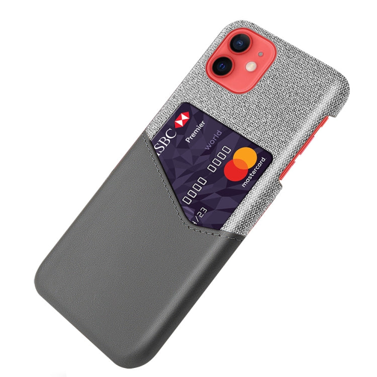 For iPhone 12 mini Cloth Texture PC + PU Leather Back Cover Shockproof Case with Card Slot
